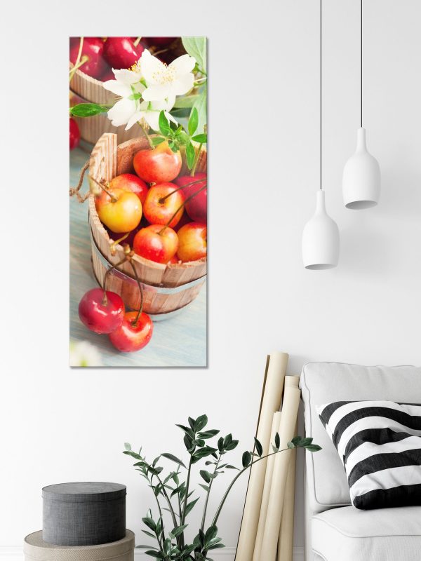 Bucket of cherries, Glasbild Panorama Jetzt online – Bild 3