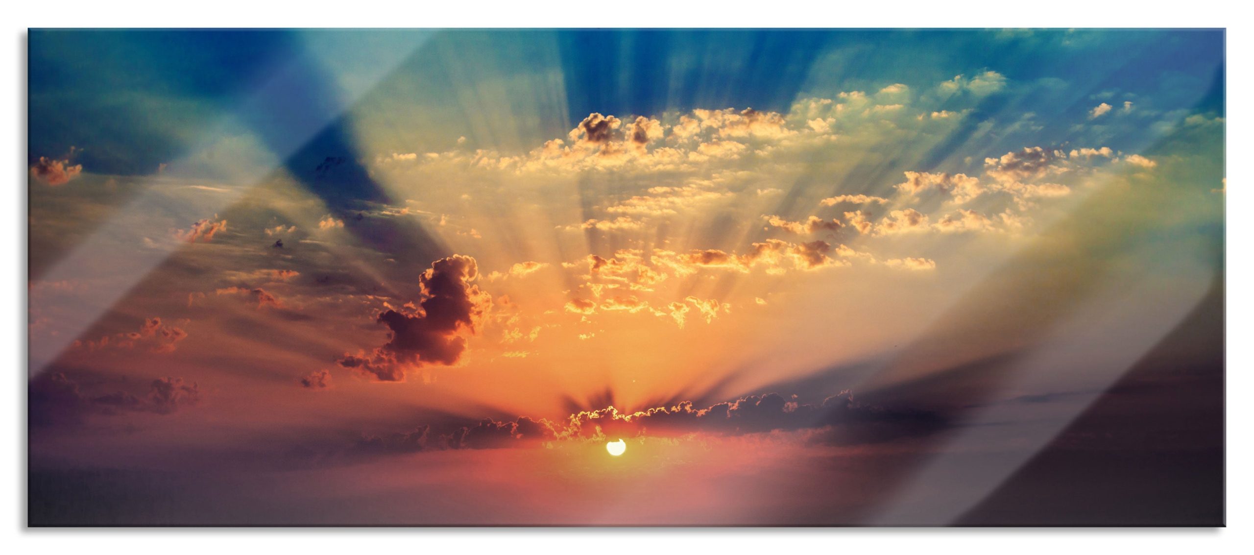 Sonnenuntergang über dem Meer, Glasbild Panorama Angebot
